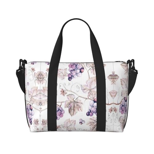 Hermosa bolsa de viaje cruzada para adultos con estampado de hojas de uva, adecuada para viajes, camping, picnics