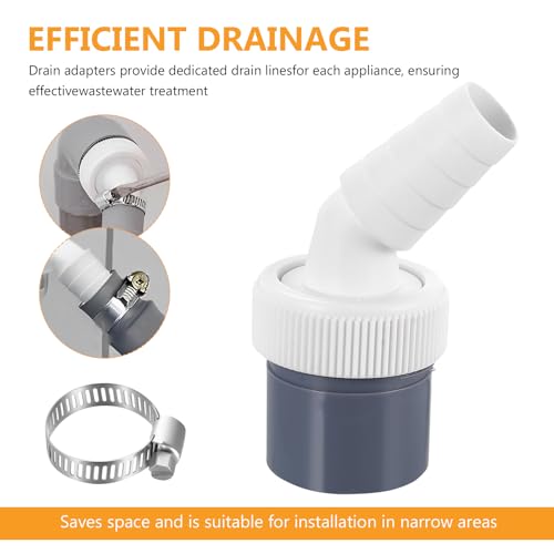 Waschmaschine Abfluss Adapter für Geschirrspüler Trockner Abfluss Adapter Waschmaschinenanschluss Adapters für Rohr mit Eingang Ø 19-24 mm & Ausgang 40mm, Waschinenanschluss Zubehör+Schlauchschelle