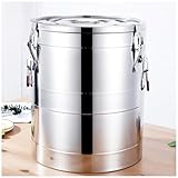 Enpvneer Grande marmite Chaude isolée -Récipient Isotherme de Transport Professionnel - en Acier Inoxydable - avec Couvercle et poignées de Transport - pour Aliments et Boissons(Size:80L)