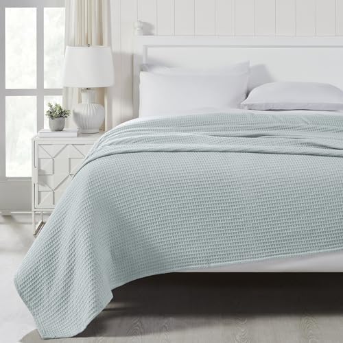 Image of Modern Threads 100% Cotton Waffle Thermal Blanket, Pale Blue, Full /Queen