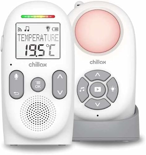Chillax Baby 360 Audio Monitor 4-in-1 Digital Baby Monitor with Night Light, Sound Machine, Temperature Sensor & Long-Range DECT 6.0 Audio