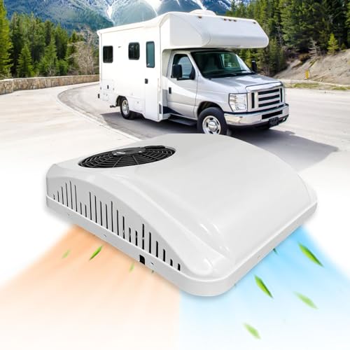 Aspligo DC 12V-Klimaanlage 8800BTU Elektrisches Parken Dach RV 12V Wechselstrom Einheit für LKW Wohnmobil Anhänger Elektrischer Scrollkompressor...