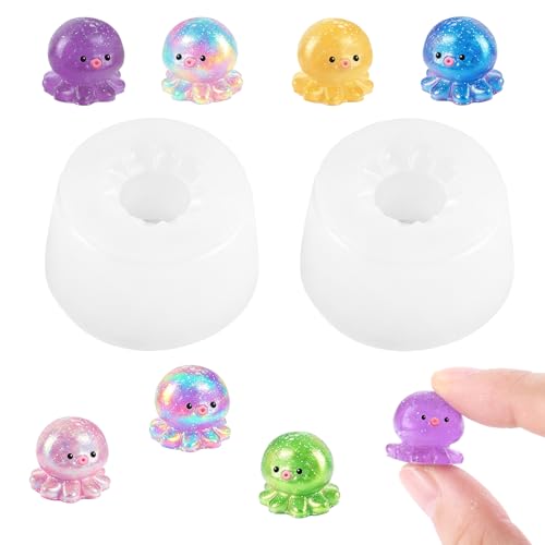 2 moules résine mini poulpe 3D pour artisanat DIY