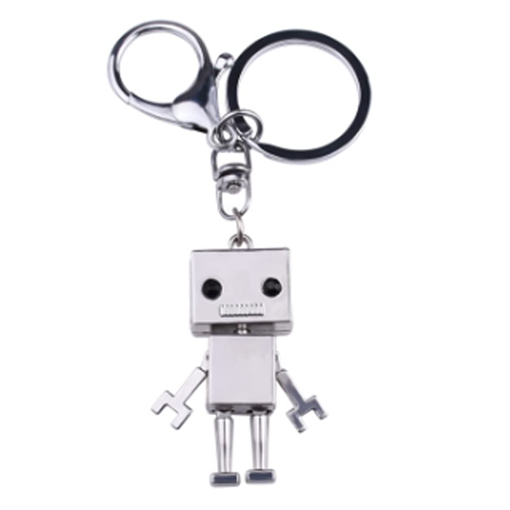 Arfuka Unisex Silver Keyring Cute Creative Robot Model Keychain Alloy Metal Key Chain Keyring, Christmas/Birthday Gift For Men And Women