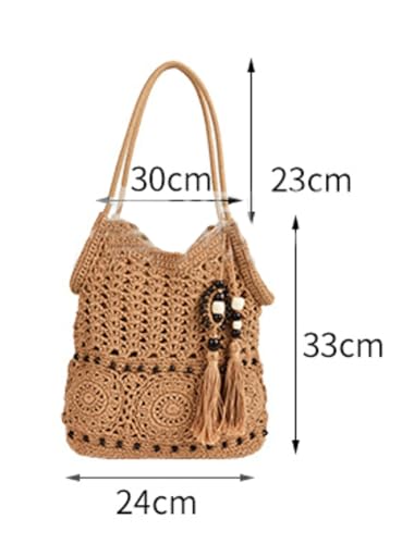 Crochet Hobo Bag for Women Boho Woven Beach Tote Handbags Bohemian Shoulder Purse with Tassels Summer Vacation3