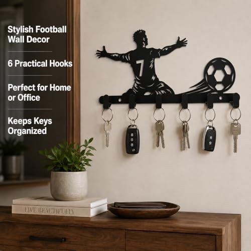 Image of Shuchi Metal Key Holder Football Player Celebration Pose, No.7, Black