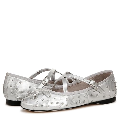 Circus NY by Sam Edelman Women's Zuri Stud Ballet Flat Soft Silver 8.5 Medium