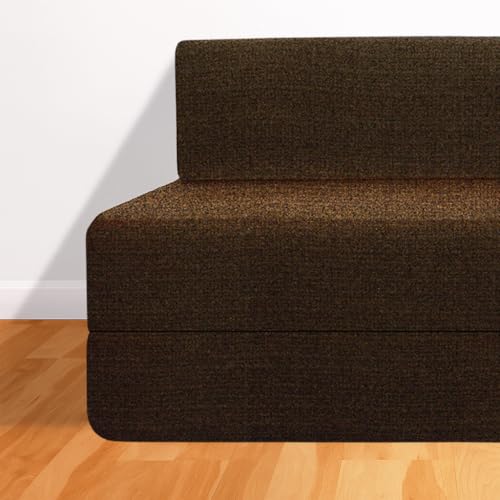 Image of CELLBELL Comfy Sofa Cum Bed 5x6.5 Feet | Foldable Dual Use Couch Bed with Soft Cushions, Washable Fabric Cover & Sturdy Frame | Space Saving Modern Design for Living Room, Bedroom & Guest Use (Brown)