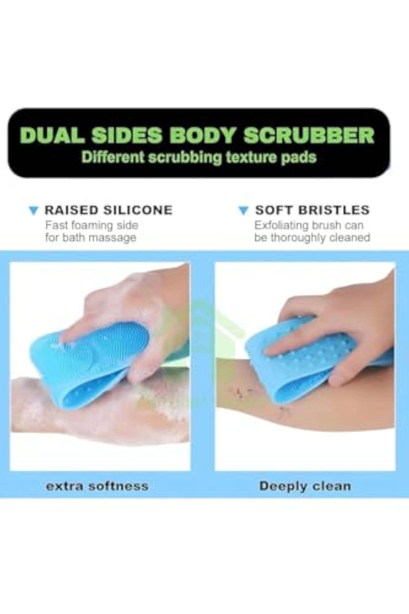 Silicone Back Body Scrubber Bath Brush with Long Handle