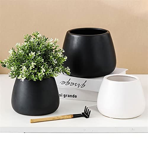 Pots de fleurs décoratifs en céramique ronde blanche haute finition - 7