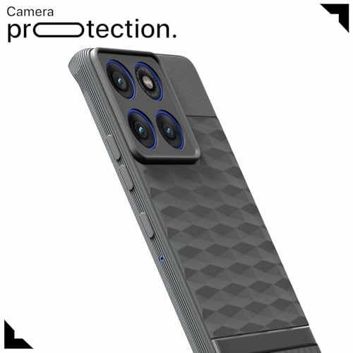 Image of Pikkme Back Cover for Motorola Moto Edge 60 Pro 5G Camera Protection 3D Hexa Cube Design Silicone Protective Bumper Case (Grey)