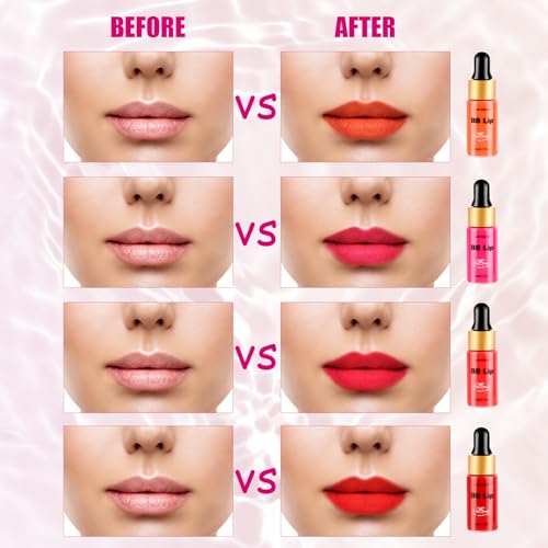 BB Lip Glow Ampoule Serum Starter Kit, Semi-Permanent Makeup Behandlung, Lip Gloss BB Lip Serum, enthält 8 Fläschchen Lips Care Serums Exfoliating Gel und Lip Balm Serums