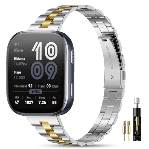 HQzon 22mm �X�e�����X�X�`�[�� �r���v�o���h Amazfit Bip 6/Bip 5�ɑΉ� ���^���E�H�b�`�o���h Bip 5 Unity/Active Max/Balance 2/Balance/Cheetah/GTR 4/GTR 3 Pro/G