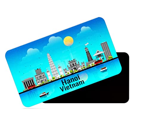 Image of dhcrafts Rectangular Rubber Fridge Magnet /Magnetic Card Blue Vietnam Hanoi Design Pack of 1 (8.6cm x 5.4cm)