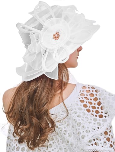 Sombrero cloche tipo derby para mujer en organza miniatura 4