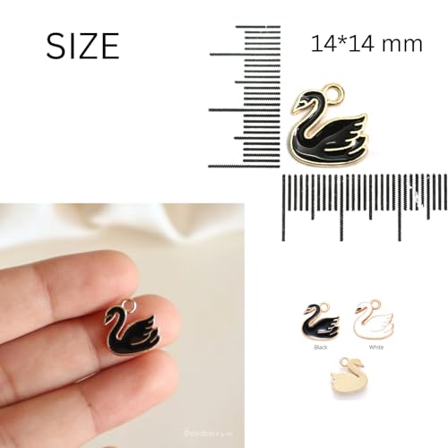 Keeper Lost Cities Merch Black & White Swan Bracelet Set, KeeperOTC Stretchable Elastic Bands with Glass Beads with black and white swan charms3