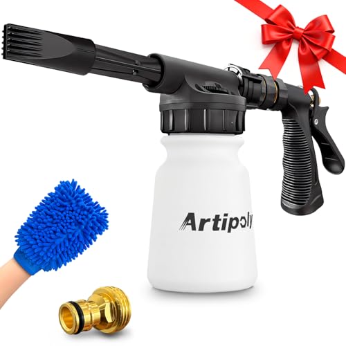 ARTIPOLY Car Wash Foam Gun + Microfiber Wash Mitt - Car Foam Sprayer - Foam Cannon for Hose - Spray...