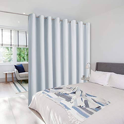 Image of NICETOWN Room Divider Curtain Screen Partitions, Extra Wide Room Partitions and Dividers, Privacy Curtain Room Divider for Hall, Daytime Sleep (Single Piece, 15ft Wide x 8ft Long, Greyish White)