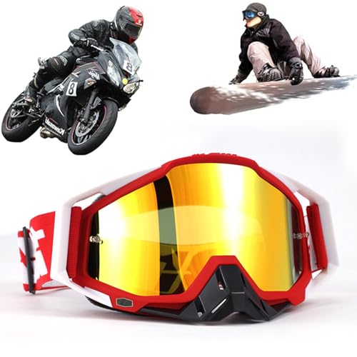 Yoihuqi Lunettes de Motocross, Lunettes de Ski, Lunettes de Protection Contre le Vent et la Poussière, Lunettes de Cross pour Dirt Bike, Anti-Buée et UV,...