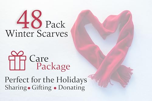 48 Pack Winter Scarves, Warm Winter Fleece Scarf Bulk Wholesale Donation Unisex Men Women2