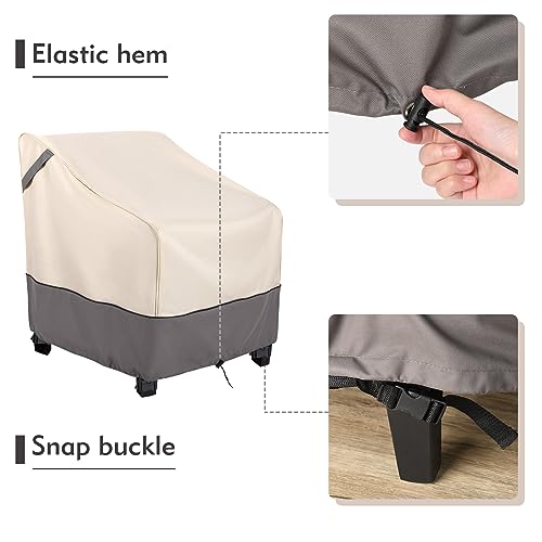 Bestalent Patio Furniture Covers Waterproof, Outdoor Chair Covers 2 Pack Clearance, Lawn Deep Seat Cover, Fits up to 31.5W × 33.5D × 36H inches (Beige/Grey) - Thumbnail 4