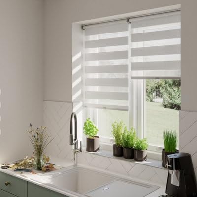 GoodHome Keston Store Enrouleur Jour/Nuit sans perçage cassé 80 x 180 cm