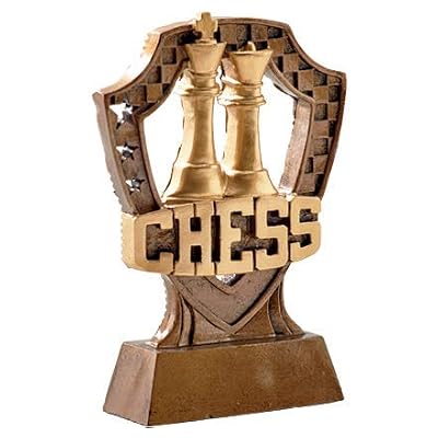 Crown Awards 5 Shieldz Chess Tournament Trophy, Custom Resin Chess Trophies with Personalized Engraving