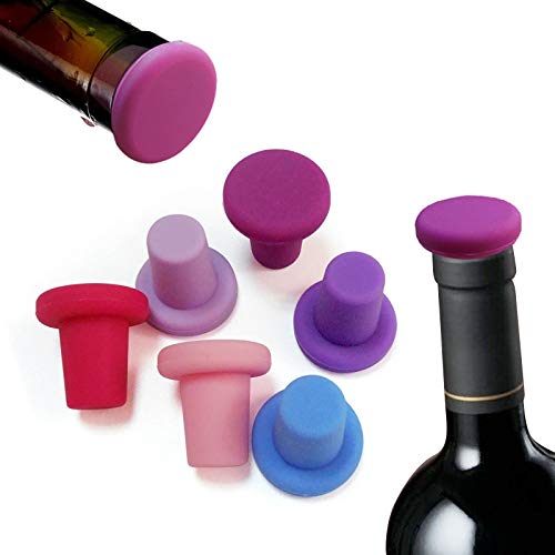 6 tapones de silicona para vino, tapones de cerveza, selladores de botellas, reutilizables irrompibles, de repuesto para mantener herramientas frescas para botellas de vino (modelo -2) Cover