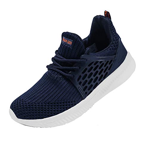 AMAWEI Boys Girls Sneakers Lightweight Breathable Athletic Shoes for School Tennis Running Walking Hiking(25,Deep Blue,32)