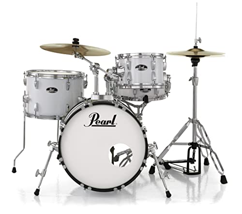 Image of Pearl Roadshow Drum Set 4-Piece Complete Kit with Cymbals and Stands Pure White (RS584C /C33)