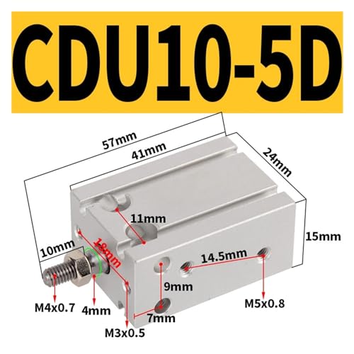 Cilindro multiposición CDU Tipo CDU10-5D con cuerpo de montaje libre 3