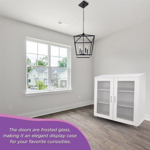 Kings Brand Furniture - 2-Door Accent Storage Cabinet, Sideboard Buffet Floor Storage Cupboard for Kitchen, Dining Room, Living Room, Entryway - White - Thumbnail 6