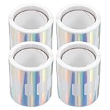 Mikikit Etiquetas Adhesivas para Joyería Autoadhesivas Papel Resistente al Agua Tamaño Mediano Color Holográfico 500 Etiquetas por Rollo 4 Rollos para Anillos Collares y Pulseras