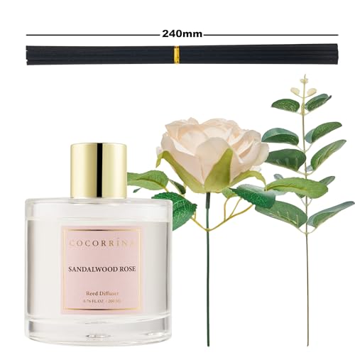Image of Cocorrina Reed Diffuser Set, Flower Reed Diffuser Sandalwood Rose 6.7 oz, Scented Diffuser with Sticks Home Fragrance Essential Oil for Bathroom Shelf Decor, Living Room, Large Room, 1pack