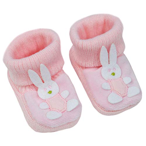 Mansuri Baby Boys Girls 1 Pair Booties Baby Bunny Bootees Soft Touch Booties S421, Pink Bunny, Newborn-Months