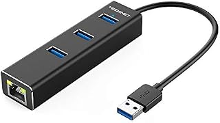 TECKNET Aluminum 3-Port USB 3.0 Hub with RJ45 10/100/1000 Gigabit Ethernet Adapter Converter