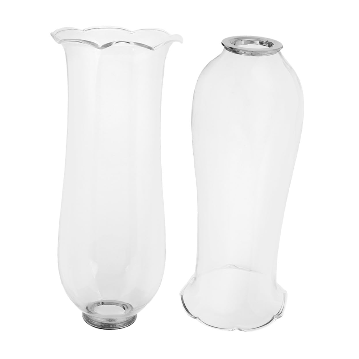 Lampe tempête bougeoir verre transparent lot de 2 tubes de verre de rechange