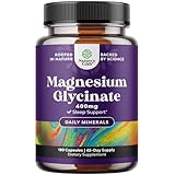 Pure Magnesium Glycinate Supplement 400mg Per Serving - Vegan High Absorption Chelated Magnesium Capsules for Women & Men with Elemental 400mg for Mood Sleep and Relaxation Support - 180 Count