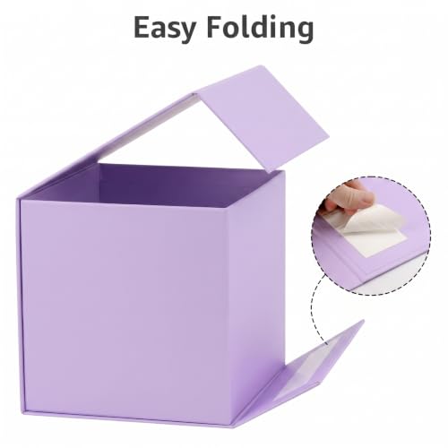 Image of LIFELUM Purple Gift Box for Birthday with Magnetic Lid, 8.6 inchx8.6 inchx8.6 inch