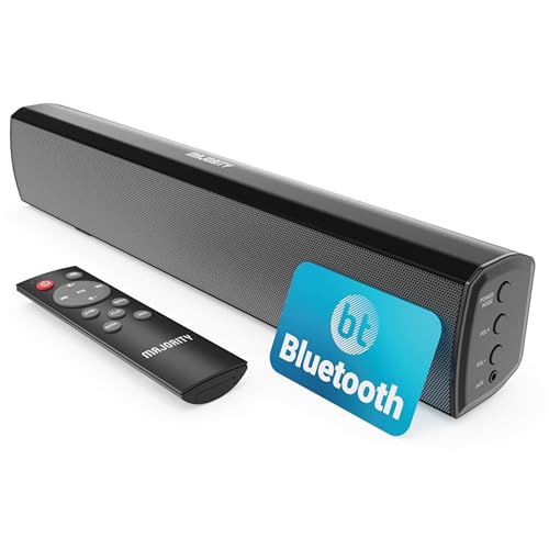 Majority Sound Bar for Smart TV, 50 Watts, 2.0 Bluetooth TV Sound Bar, 15 Inch Home Audio Sound Bars, Small Soundbar for TV and PC | AUX, RCA, Optical, USB | Gaming, Music, Movies – Bowfell Black