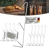ok4y Räucherhaken Edelstahl 10 Stück Doppelspitz Krallen – 15 cm, 3 mm Ø – Smoker & Grill Zubehör zum Räuchern von Fisch, Fleisch, Wurst & Käse