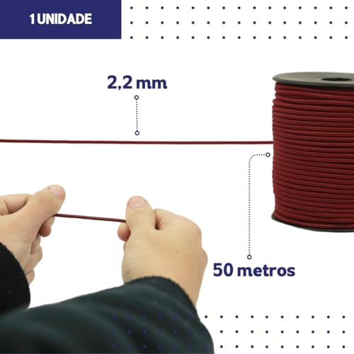 Elástico Roliço Colorido - 2,2mm - 50 Metros- Cor vinho Escuro -527 Nybc