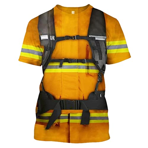 T-shirt cosplay pompier imprimé 3D col rond 3XL pour l'été décontracté