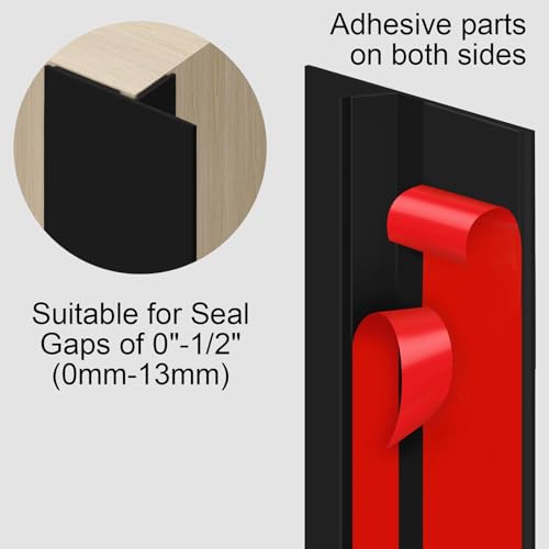 Image of T-Shaped Silicone Seal Strip for Door & Windows Gaps,Weather Stripping Door Seal Strip,20Ft Door Draft Stopper for Side of Door (Black)