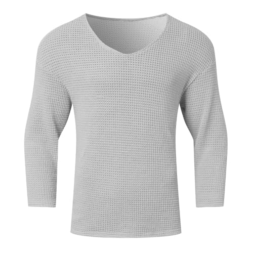 Mens V Neck Pullover Sweater Lightweight Long Sleeve Knit Sweaters Casual Solid Color Fall Jumper Tops4