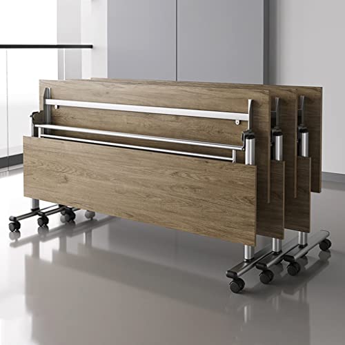 Juego de 3 mesas de reunión plegables, mesa de entrenamiento móvil con tapa abatible, panel modesto y ruedas bloqueables para conferencias, entrenamiento y aulas