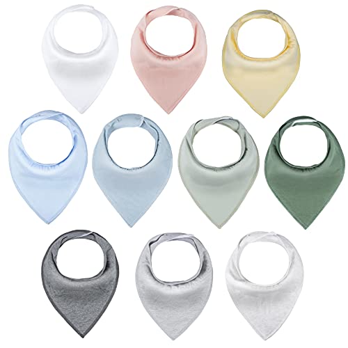 Image of Cherub Baby Bibs 10 Pack, Absorbent Drool Bandana Bibs for Newborns and Toddlers, Soft Organic Cotton Bib for Baby Boys and Girls