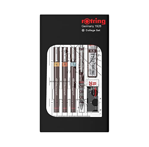 rOtring Isograph Fineliner College Set | 3 Isograph Tuschefüller (0,20 mm0,40 mm und 0,60 mm)Tikky Druckbleistift (0,5mm) und Zubehör