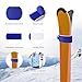 8pcs Ski Strap Fasteners, Adjustable Wrap Straps Ski Bands for Storage Snow Ski Pole Fastener Tape Ski Storage Tie with Protective Pad Ski Accessories for Carrying Winter Sports Gifts (Blue & Black)