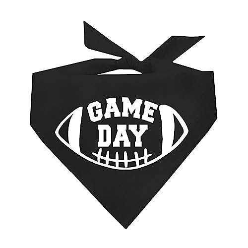 Game Day Dog Bandana | 100% Cotton Adjustable Triangle | Made in USA | Football | Sports | Biggest Fan | Game Day | Black, One Size (323)